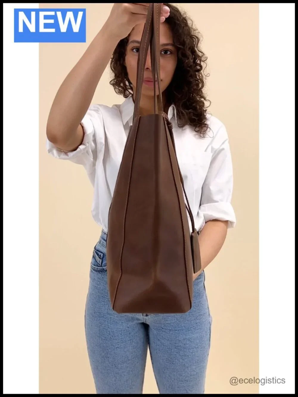 Genuine Cowhide Leather Tote Bag for Women, Fits 15